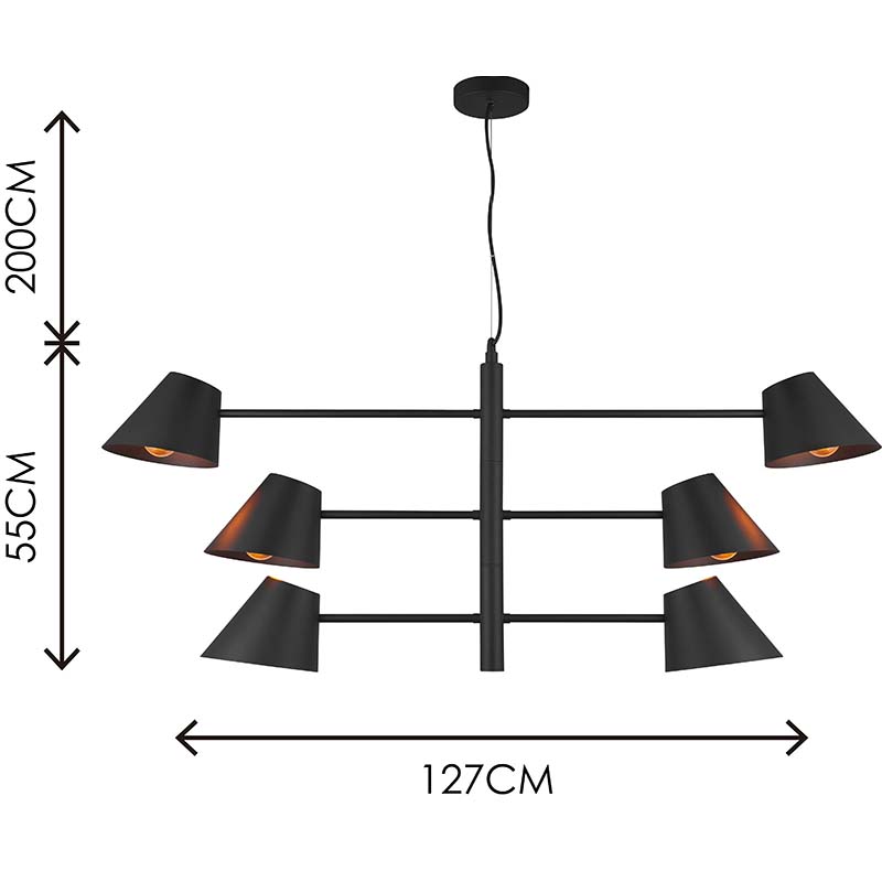 Lampe suspendue nordique moderne simple avec bras oscillants triples, suspension réglable au plafond 6lys E27