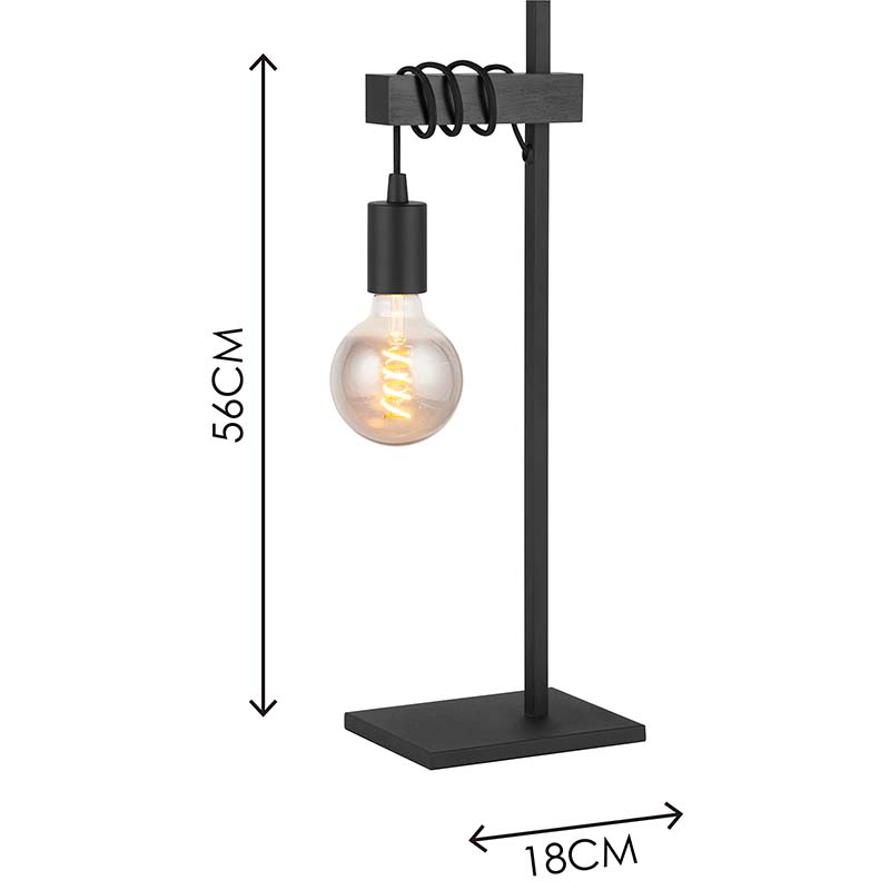 Lampe de table créative avec finition en bois naturel et douille E27 à intensité variable