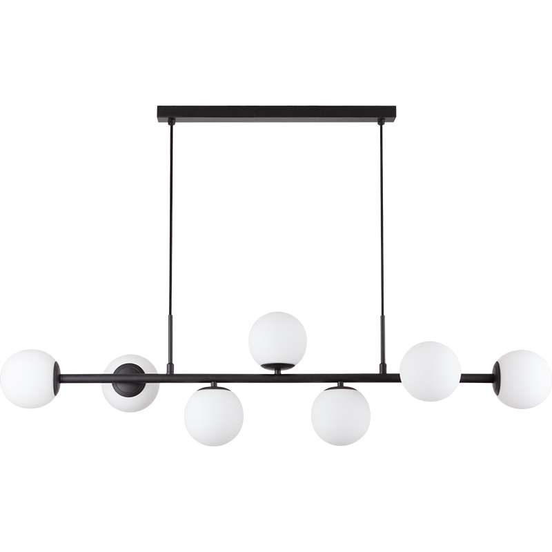 Nordic Authenic Design Suspension Décorative Réglable Suspension Lumière 7lys Matt Black & Opal Glass G9