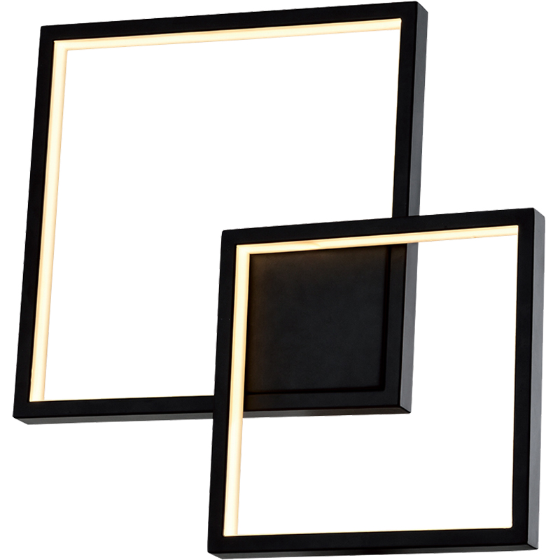 Plafonnier double carré à double bande lumineuse LED sans éblouissement Dia.32cm Sable Noir DIM