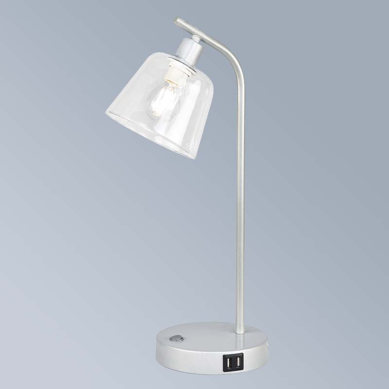 Nordic 2022 Lampe de table en verre et métal Lampe de chevet industrielle avec 2 ports USB E14 Dim