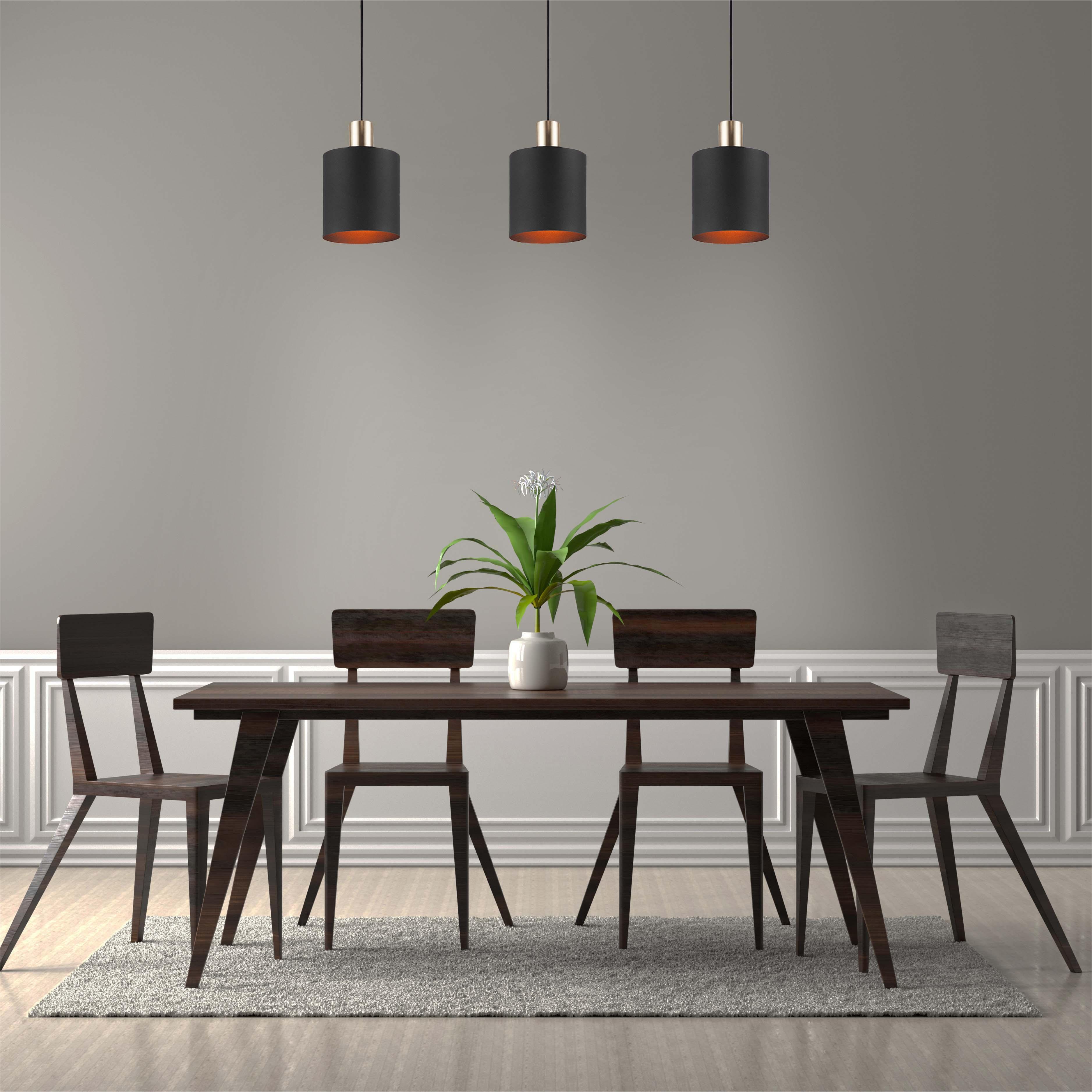 Moderne Simple Lustre Décoratif Réglable Long Pendant Light 3lys Shade All Sandy Black E27