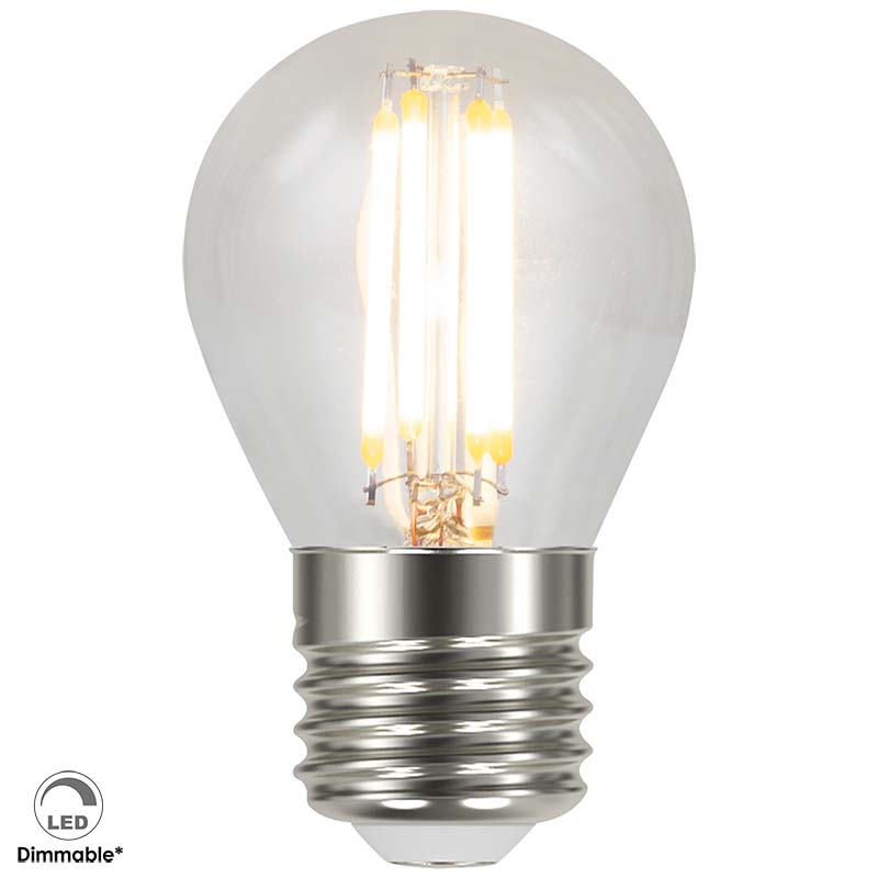 Ampoule LED 230 V avec puissance 4 W, lumière transparente à intensité variable et douille E27 G45.