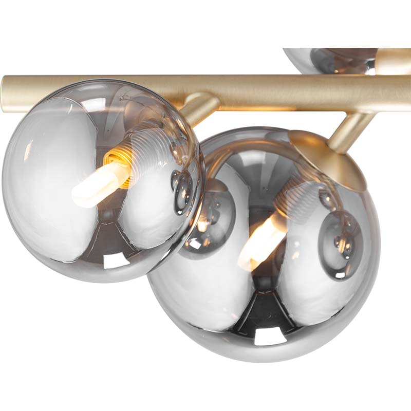 Plafonnier décoratif de luxe Nordic Authenic Ceiling 7lys Matt Brass & Full Smoky Glass G9