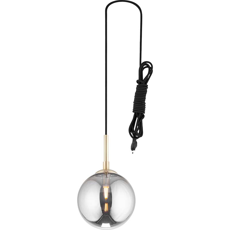 Simple attrayant boule lampe fenêtre Matt laiton pendentif lumière fumée verre Dia.15 G9