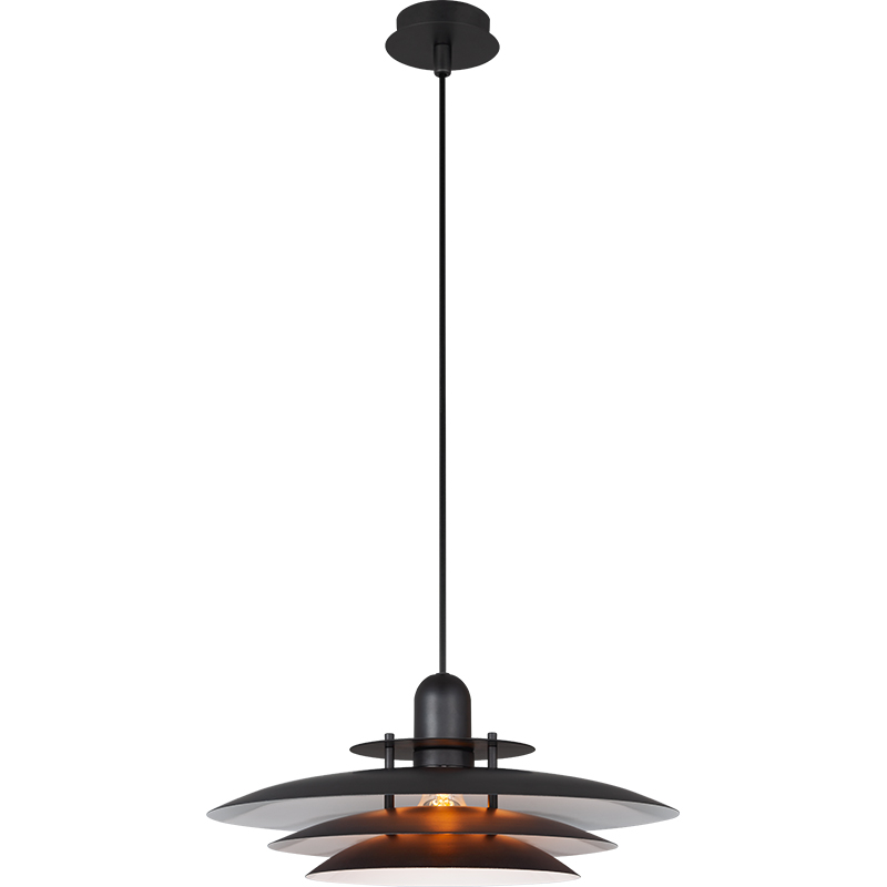 Nordic Round Light Lustre Attrayant Louvre Suspension Hauteur Réglable Noir Mat à l'intérieur Blanc E27