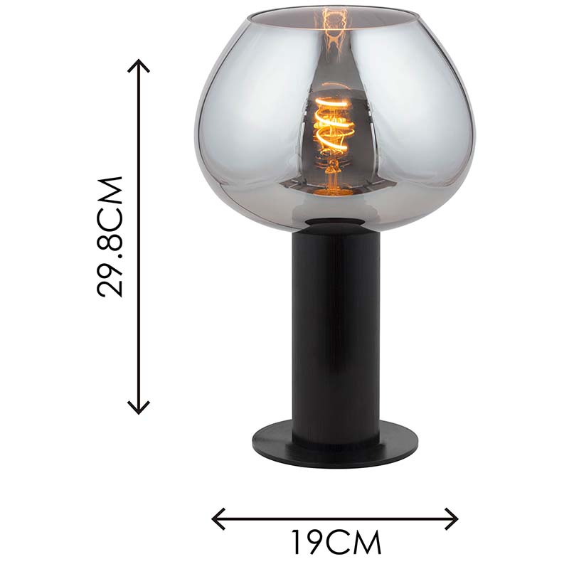 Moderne Colonne Élégante Lampe De Bureau Kelly Lampe De Table Décor Lumière Pleine Fumée Verre E27 Dim