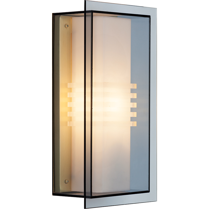 Lampe d'extérieur moderne en verre fumé applique murale en laiton mat IP54 E27