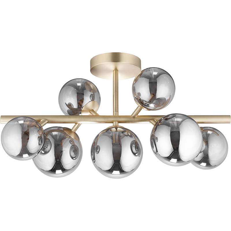 Plafonnier décoratif de luxe Nordic Authenic Ceiling 7lys Matt Brass & Full Smoky Glass G9