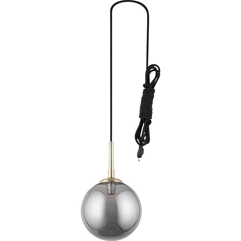 Simple attrayant boule lampe fenêtre Matt laiton pendentif lumière fumée verre Dia.15 G9