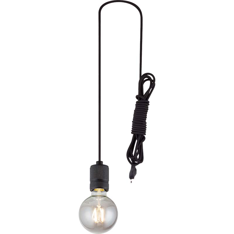 Suspension Simple Pendentif Fenêtre Réglable Abat-jour Noir Mat E27