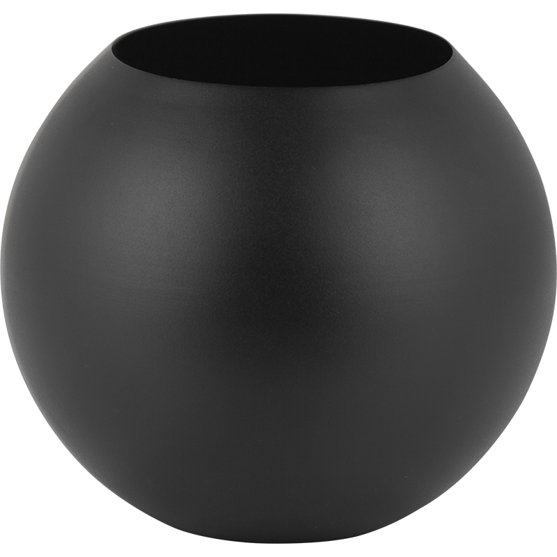 Rehaussez votre décor avec l'élégant bougeoir/vase boule en acier en noir sable