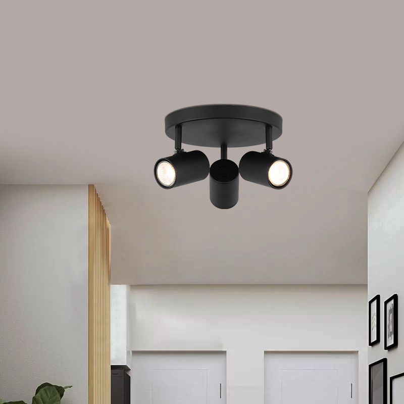 Élevez votre espace avec le plafonnier de style nordique moderne : simple et décoratif - 3 lumières, noir sable - GU10