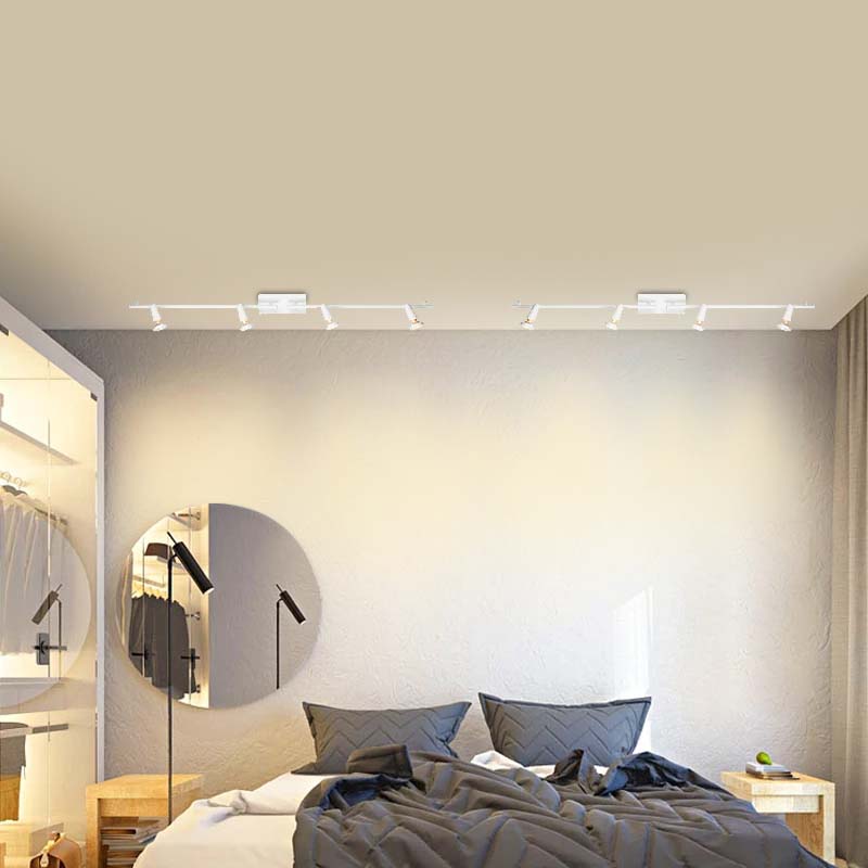 Plafonnier Moderne Réglable 4 Lumières Tout Blanc Mat GU10