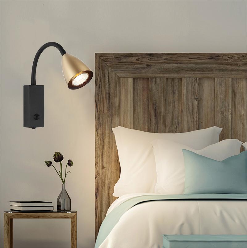 Spot mural moderne nordique lumière décorative pour la maison avec bras flexible en laiton mat GU10 Dim