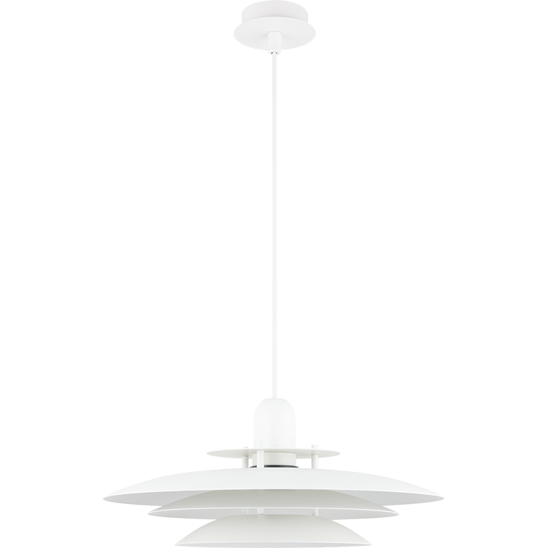 Nordic Round Light Lustre Attrayant Louvre Suspension Réglable en Hauteur Tout Blanc Mat E27