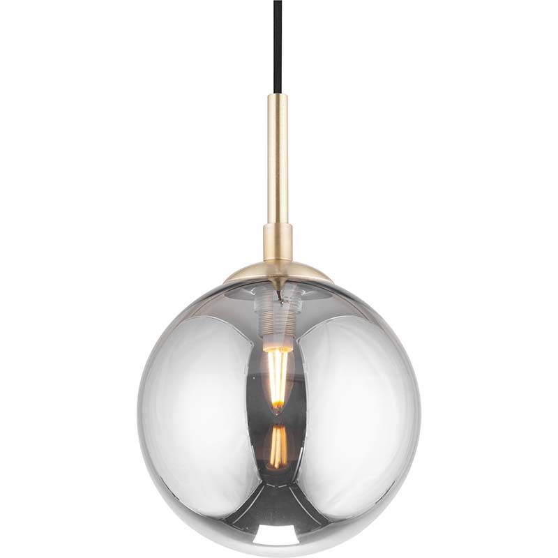 Simple attrayant boule lampe fenêtre Matt laiton pendentif lumière fumée verre Dia.15 G9