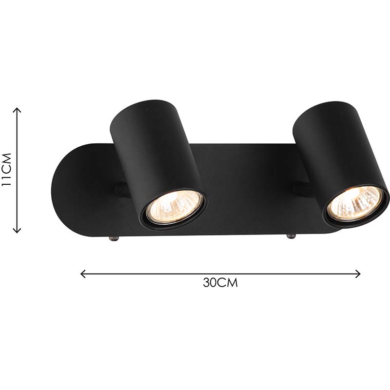 Nordic Modern Style Light Twin Wall Spot Light Home Décoratif Lumière Sable Noir GU10 Dim