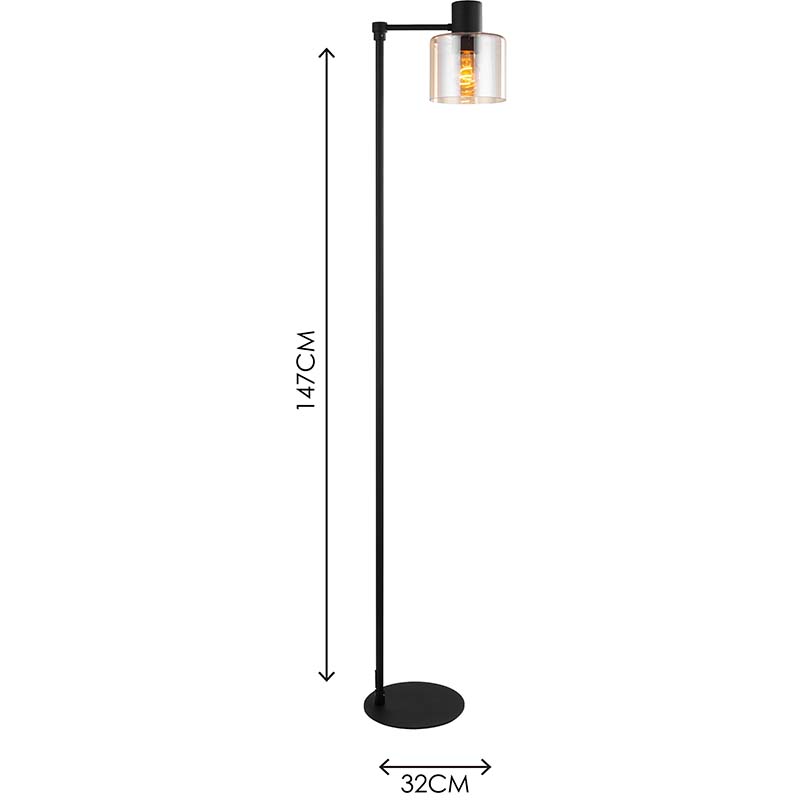 Lampadaire décoratif en verre ambre décoratif de style simple moderne E27 Dim