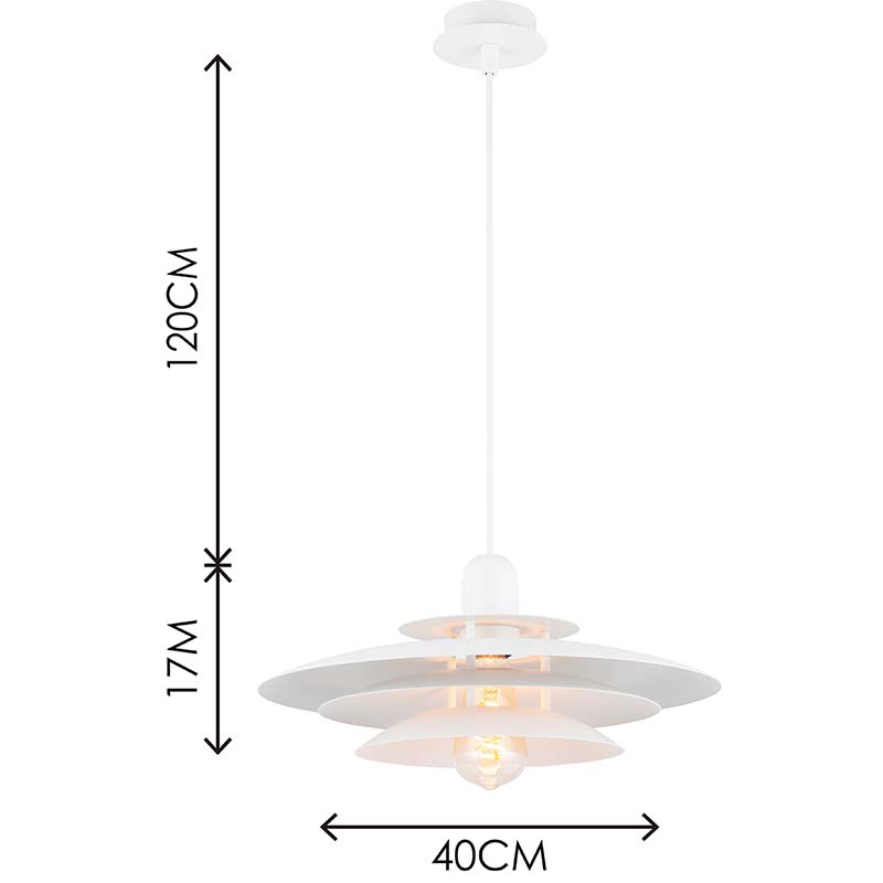 Nordic Round Light Lustre Attrayant Louvre Suspension Réglable en Hauteur Tout Blanc Mat E27