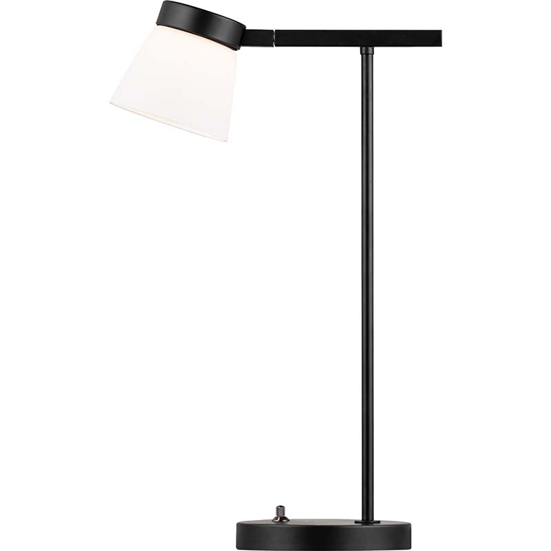 Lampe d'étude élégante en verre opale avec douille G9 et base noire mate