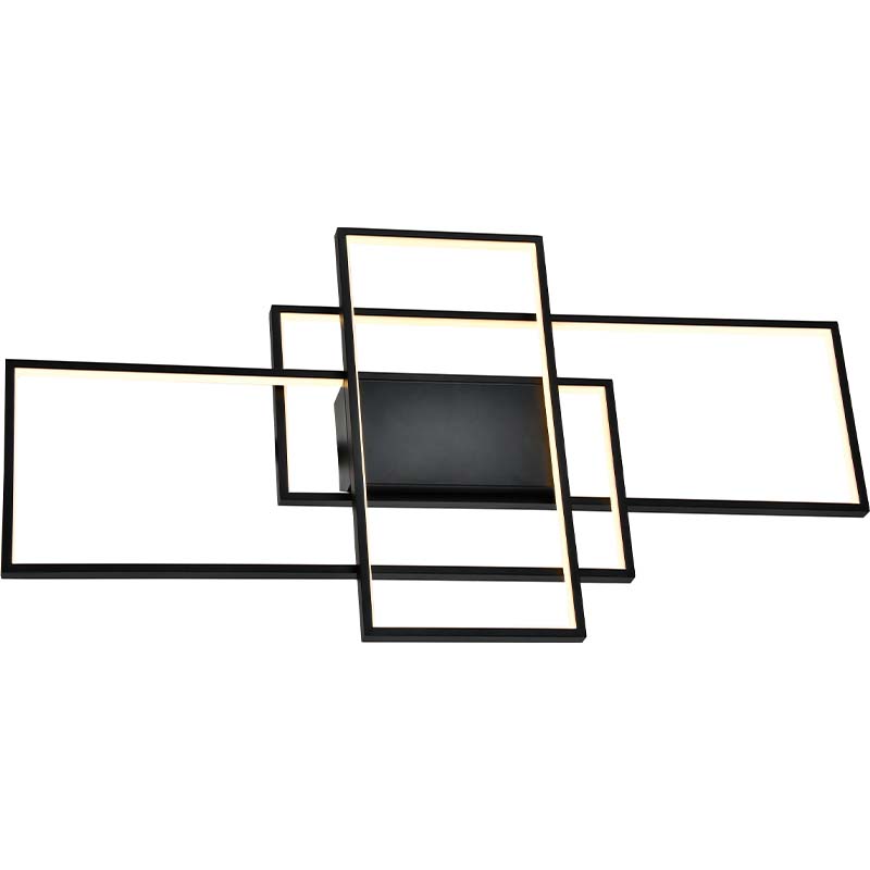 Plafonnier Moderne Simple Bande Lumineuse LED 3-Rectangulaire Sable Noir L100cm DIM