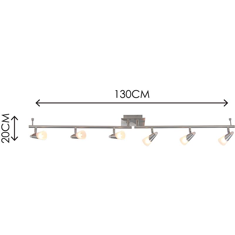 Plafonnier moderne simple Spot de plafond décoratif 6lys Satin avec verre dépoli G9