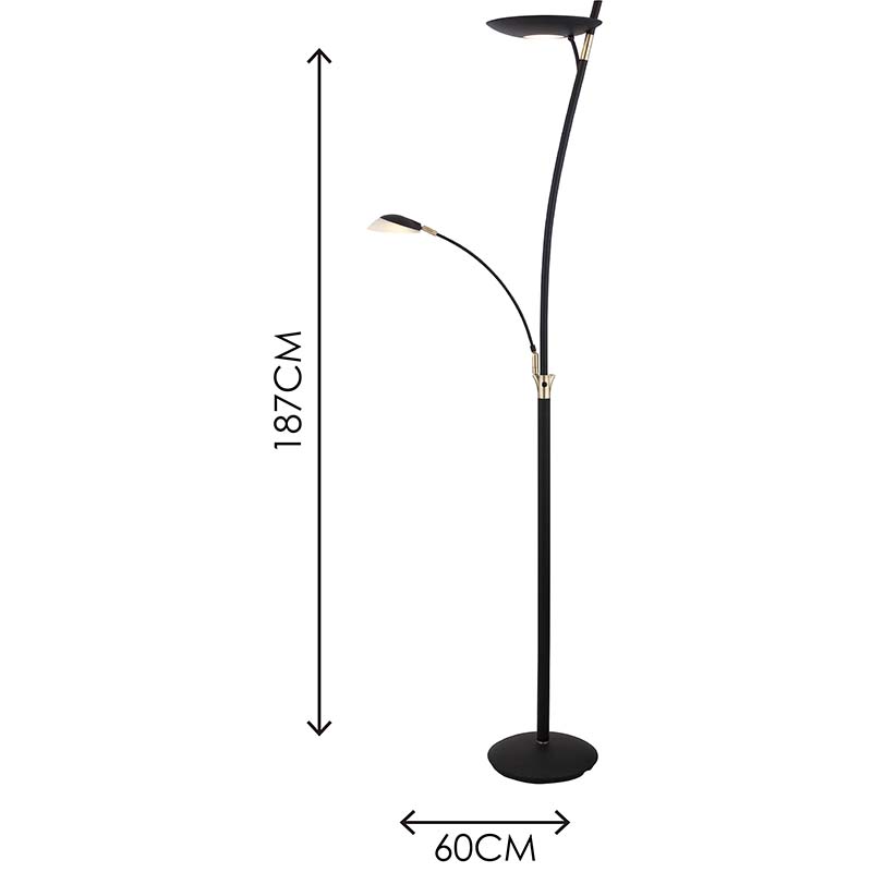 Lampadaire en laiton brossé à double variateur en continu avec un design élégant et un lampadaire créatif