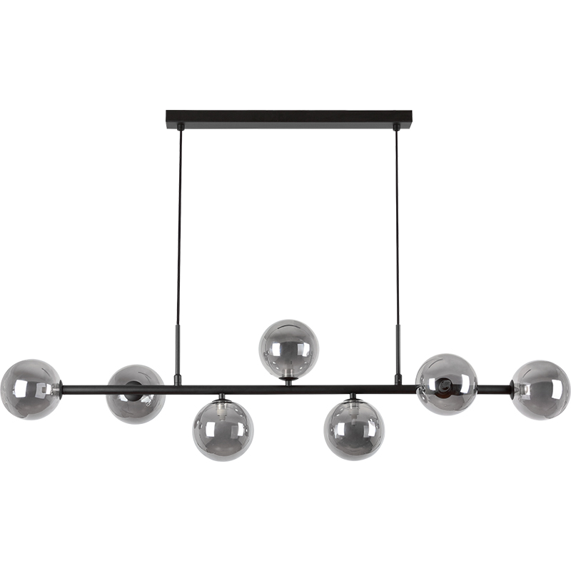 Nordic Authenic Design Suspension Lumière Décorative Réglable Suspension 7lys Matt Black & Smoke Glass G9