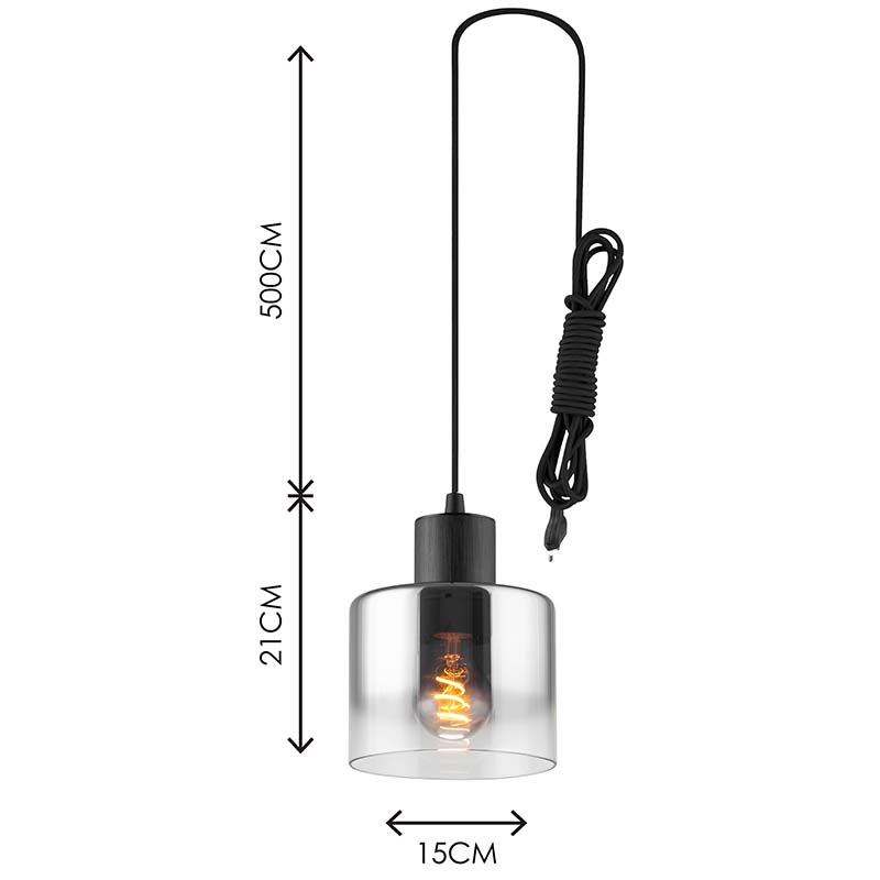 Modren Simple Lumière Lustre Attrayant Gradient Fumée Verre Suspension Réglable E27 Dim