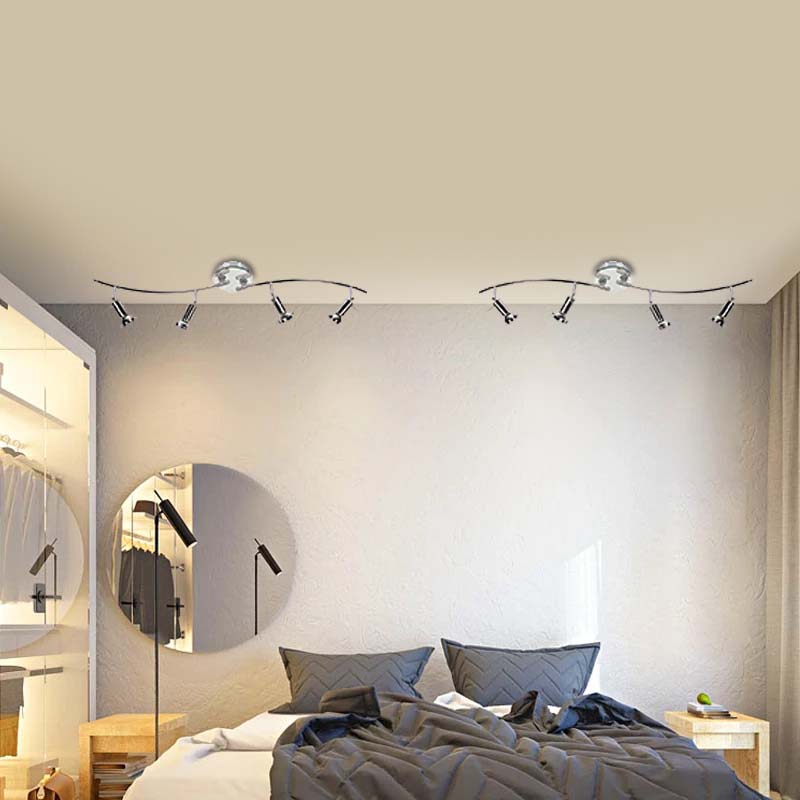 Spot de plafond moderne multidirectionnel réglable avec 2 barres oscillantes courbes pour salle de bain 4lys GU10