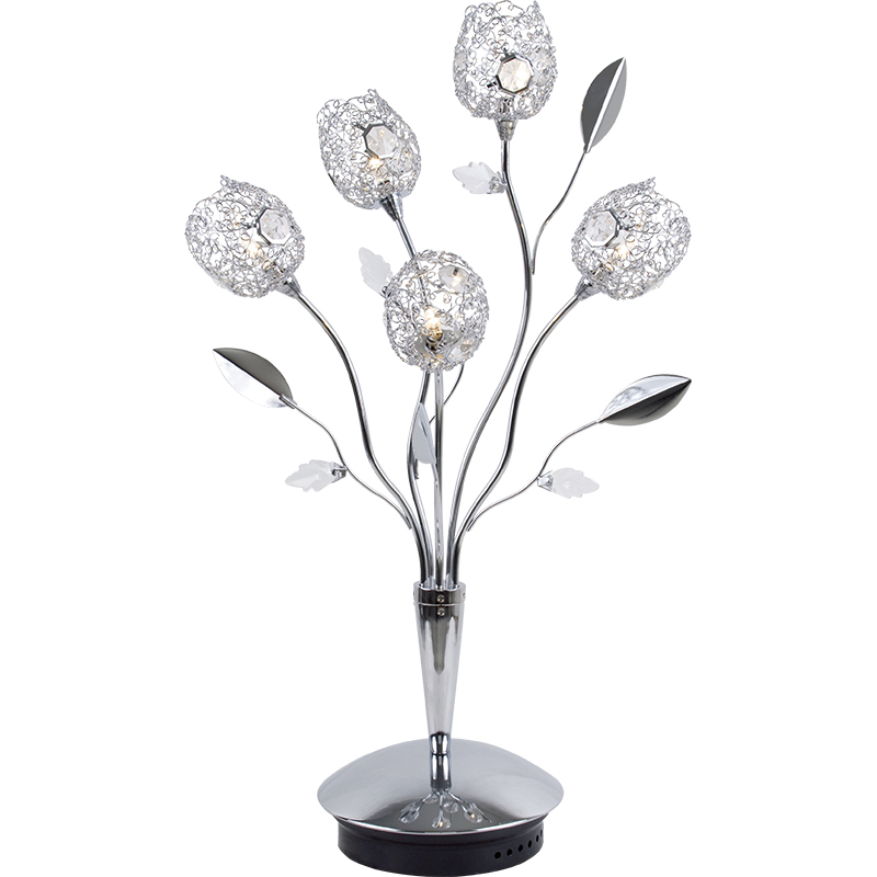 Lampe de table à fleurs en cristal 5lys de nuances de fleurs en cristal Bling G4