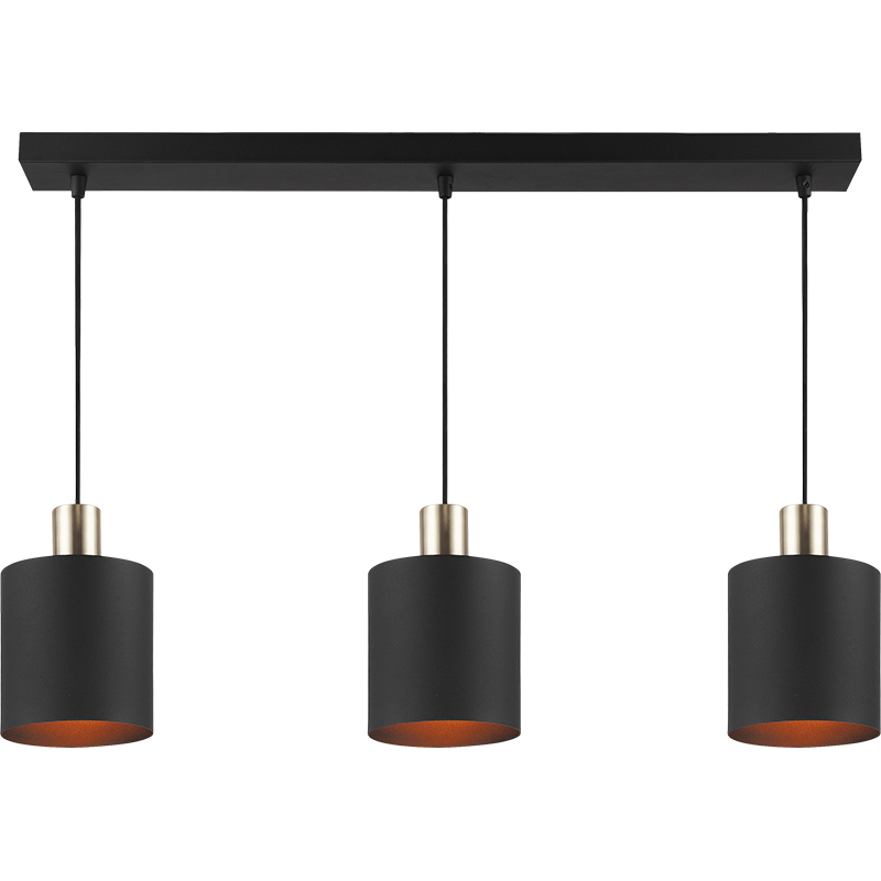 Moderne Simple Lustre Décoratif Réglable Long Pendant Light 3lys Shade All Sandy Black E27