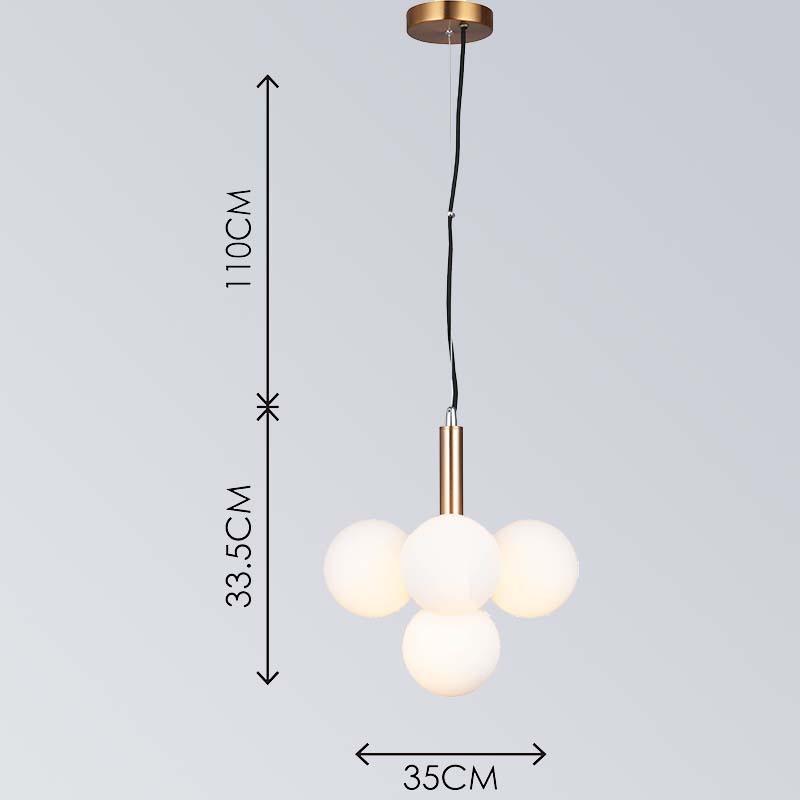 LOLLIPOP suspendu fil lumière lustre verre opale réglable boule de verre pendentif 5lys G9