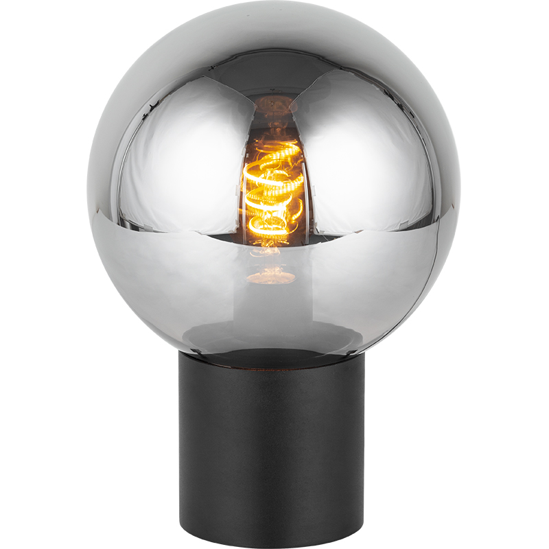 Lampe de bureau en verre fumé au design nordique authentique avec forme de boule moderne et douille E27