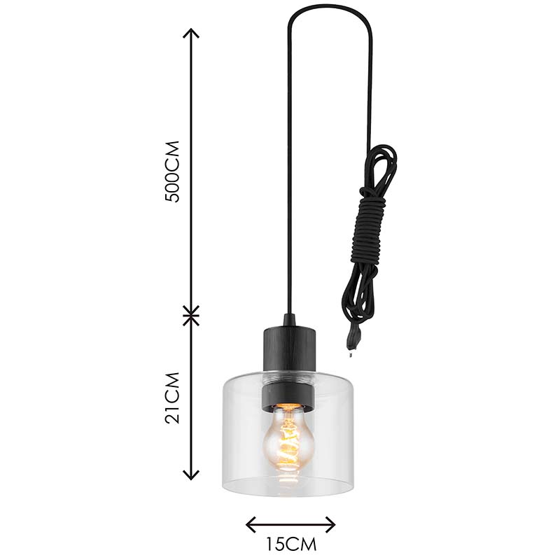 Modren Simple Lumière Lustre Attrayant Décoratif En Verre Clair Pendentif Réglable E27 Dim