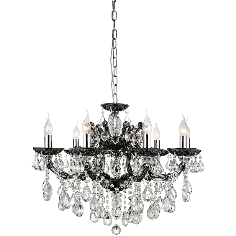 Lustre en cristal de fumée classique Design Noble Suspension 9lys Dia75cm E14