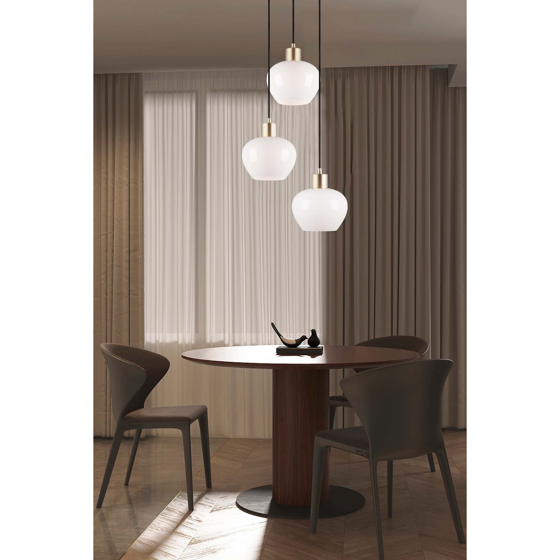 The Kelly Suspension Ronde Ajustable en Verre Blanc Jade 3lys E27