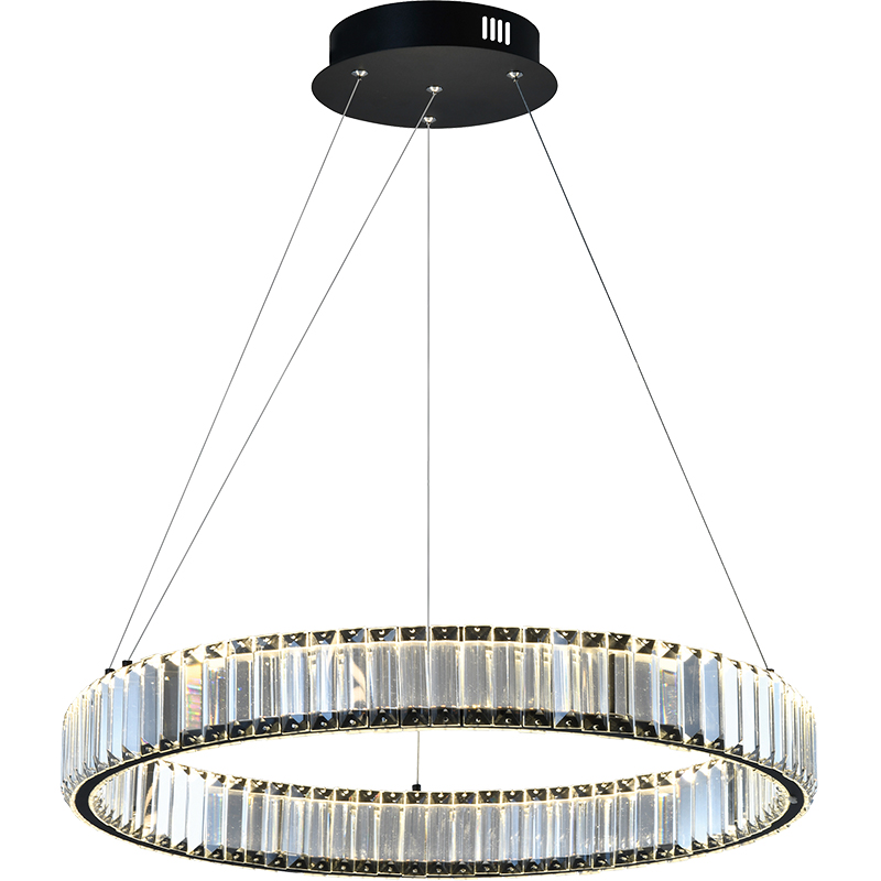 Suspension LED élégante avec cristal clair et lumière douce anti-éblouissement 81cm