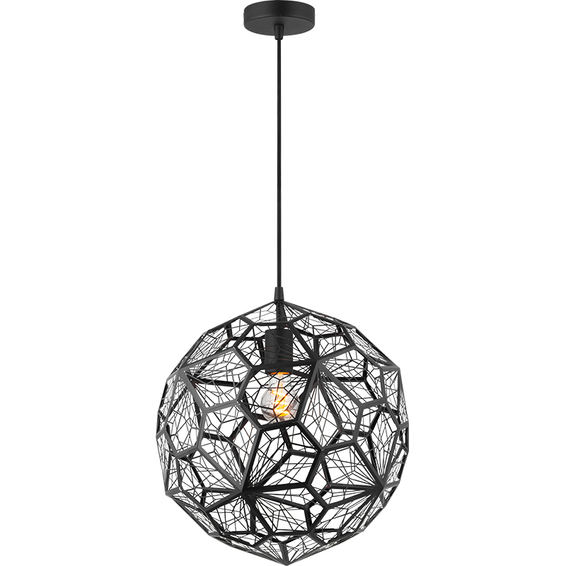 Design élégant de la lampe à suspension boule en acier inoxydable titane 40cm Sandy Black E27