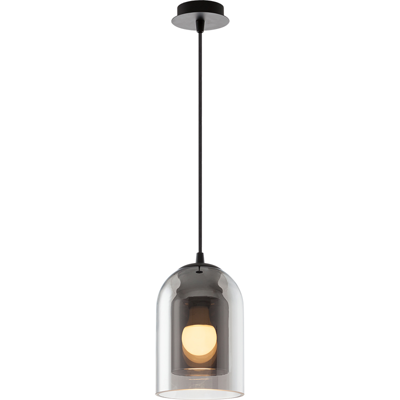 Design attrayant de la suspension moderne en verre double fumée E27