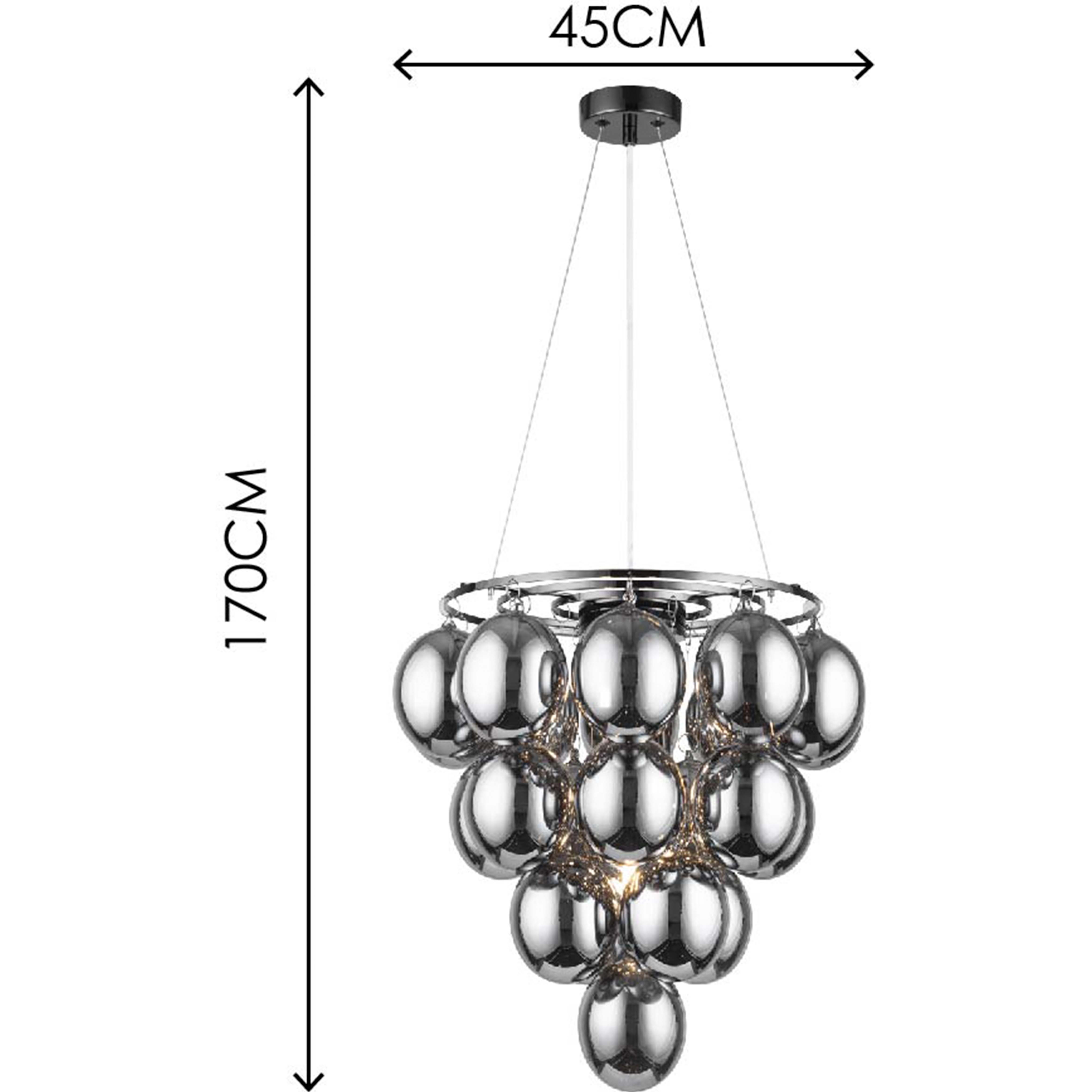 Suspension décorative gracieuse : élégante barre en métal chromé noir, beaux verres fumés - 22 lumières