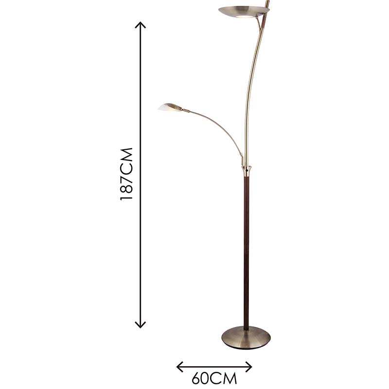 Lampadaire créatif avec deux gradateurs progressifs et finition anti-laiton