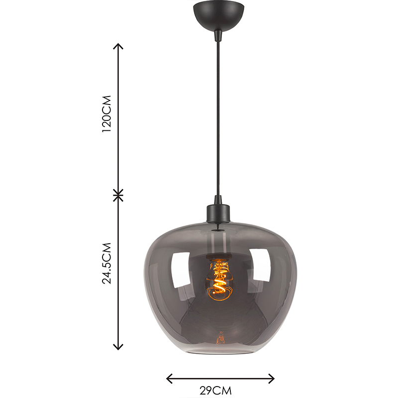 Modren Simple Light Kelly Lustre Full Smoke Glass Suspension Réglable Dia29cm E27