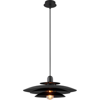 Nordic Round Light Lustre Attrayant Louvre Suspension Réglable en Hauteur Noir Mat E27