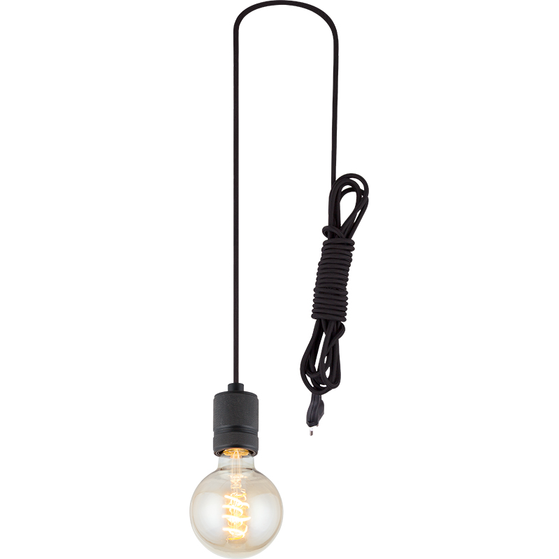 Suspension Simple Pendentif Fenêtre Réglable Abat-jour Noir Mat E27