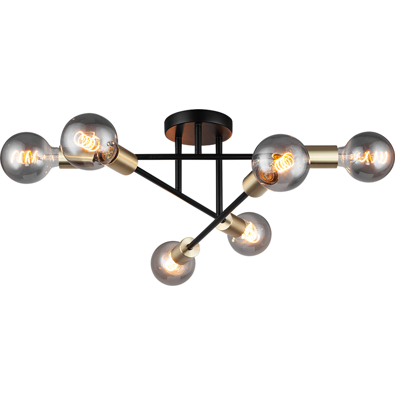 Sputnik Plafonnier Industriel Orientable 6lys Laiton Mat Douille E27