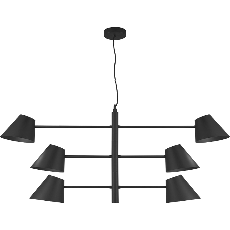 Lampe suspendue nordique moderne simple avec bras oscillants triples, suspension réglable au plafond 6lys E27