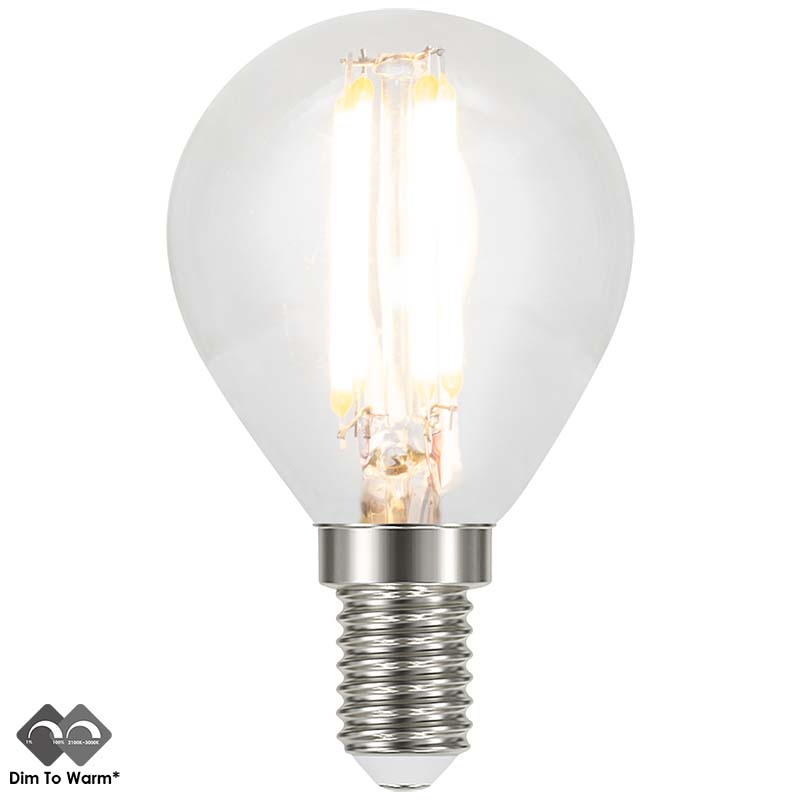 Ambiance parfaite avec l'ampoule transparente 230 V E14 G45 LED 4,5 W Dim-to-Warm