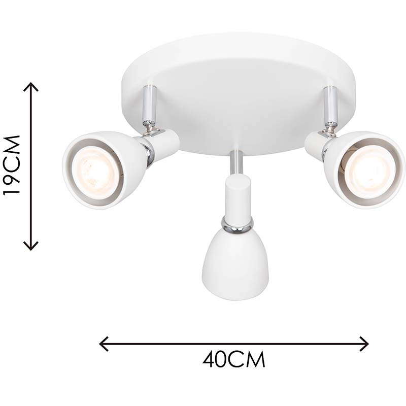 Plafonnier minimaliste de style nordique avec trois ampoules GU10 blanc sable, collection EMIL